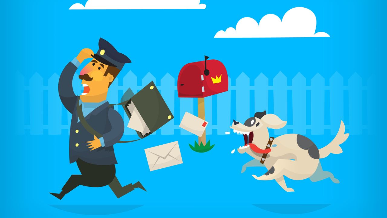 mail carrier being chased by dog